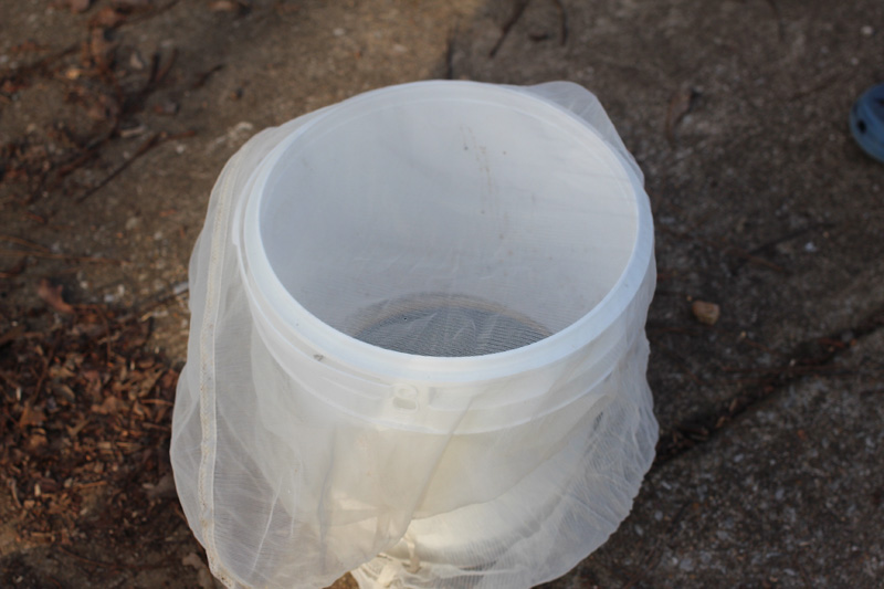 grain bag over the bucket