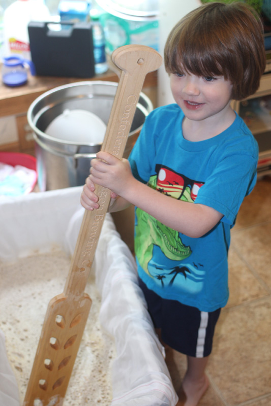 Silas loves to stir the mash Silas loves to stir the mash