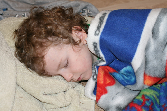 Noah, after a long night of bottling Noah, after a long night of bottling